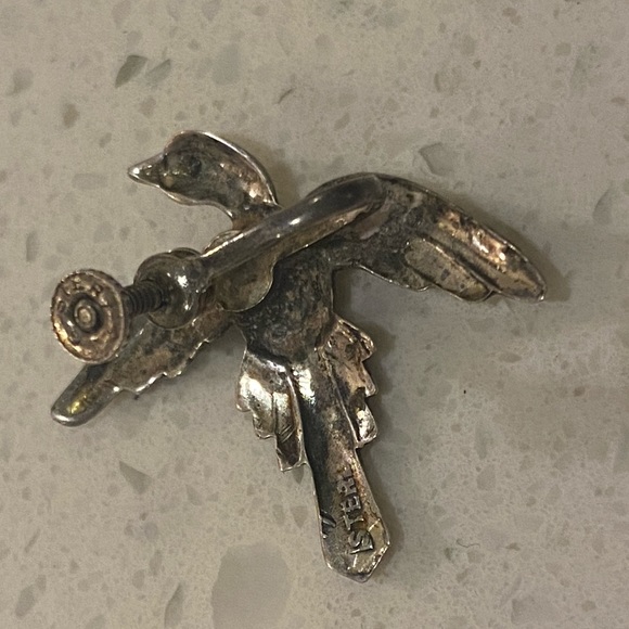 Vintage sterling silver screw on bird earrings - Picture 4 of 6